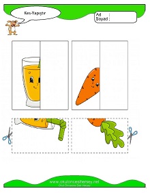 okul öncesi çocuklar Kes Yapıştır Çalışma Sayfaları